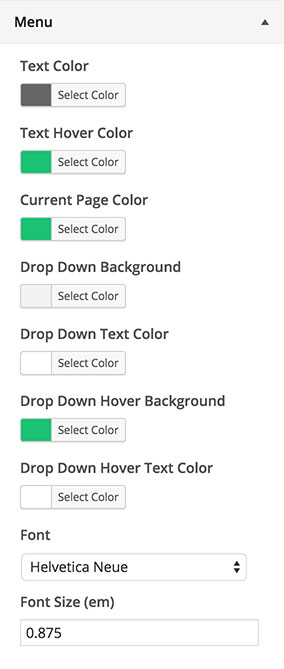 Puro Customizer Menu