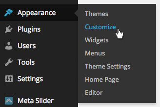 Appearance > Customizer