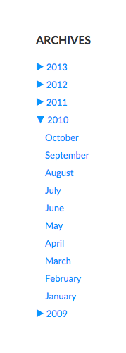 jQuery Archives List Widget Display