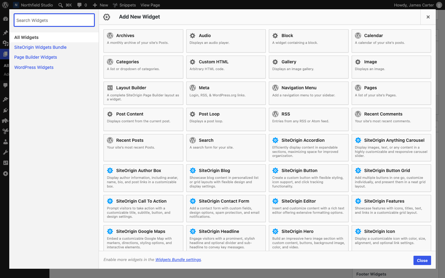 The Page Builder tab in the classic editor with a two-column row