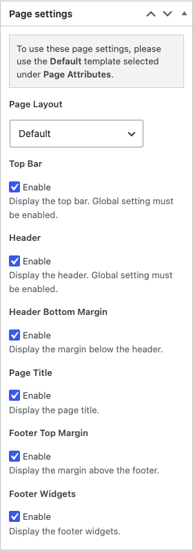 The Page settings box in the Ultra post editor