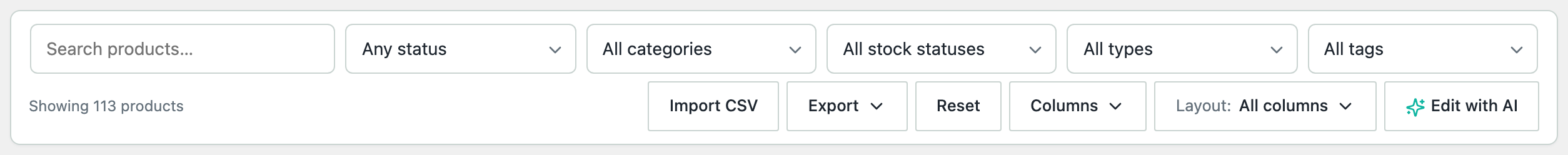 The SwiftGrid Pro toolbar with the Layout and Edit with AI buttons